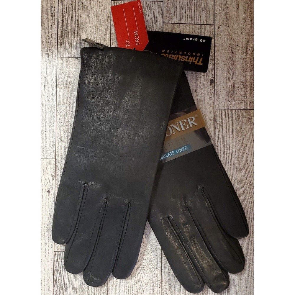Vtg 2005 Isotoner Women's Black Leather Gloves Thinsulate Lined Size 7.5 NWT Y2K - Picture 7 of 7